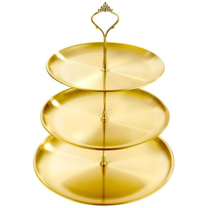 Top Tendance 2025 Meilleure Qualité Ronde Or En Acier Inoxydable Cupcake & Gâteau Aux Fruits Stand pour Dessert et Fêtes - Product Image 1