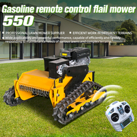 Mesin Pemotong Rumput Yuandao DIY Industrial 7.5HP Bensin 550mm 196cc Zero Turn Robot Farm Flail Crawler Remote Control 800m dengan Kotak Penampung Rumput