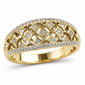 Anello Vintage Floreale a Doppio Strato con Pavé Completo per Donne, Gioiello di Moda Traforato - Product Image 1