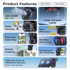 SECTEC kamera 6MP <span class=keywords><strong>36x</strong></span> Zoom 20W AOV güneş pili kırmızı mavi Alarm projektör <span class=keywords><strong>PTZ</strong></span> kamera açık güvenlik CCTV ağ gece görüş - Product Image 2