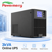 Powermerry C3K 3kVA Onduleur en ligne à onde sinusoïdale pure monophasé, batterie sans entretien, pour équipement informatique de bureau et réseau, petit modèle