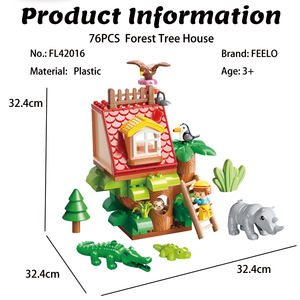 FEELO Animal jouet FL42016 <span class=keywords><strong>grand</strong></span> bloc de construction 76 pièces forêt arbre <span class=keywords><strong>maison</strong></span> enfants drôle éducation jouet avec figurines - Product Image 6