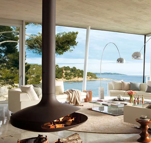 Chimenea Moderna de <span class=keywords><strong>Leña</strong></span> Negra de Alta Gama, Chimenea Suspendida de <span class=keywords><strong>Leña</strong></span>, Chimenea Colgante de Techo de 700 mm - Product Image 6