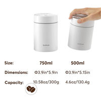 Conteneur à café sous vide 300g/10.58oz en acier inoxydable 304 de qualité alimentaire, boîte hermétique pour grains de café avec cuillère à café