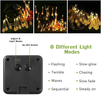 Guirlandes lumineuses solaires rechargeables à LED blanc chaud en forme de goutte d'eau, 8 modes, intérieur/extérieur, jardin, décoration de fête de Noël