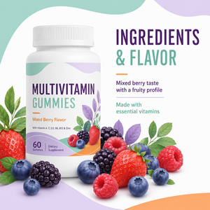 Complément Alimentaire Biologique Multivitamines Bonbons Gommeux Vitamines C B12 Soutien Immunitaire Antioxydant Personnalisable 2 Gommes - Product Image 4