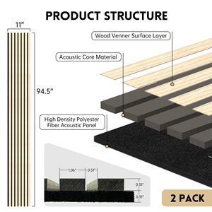 Panneaux muraux acoustiques insonorisants modernes avec feutre en <span class=keywords><strong>mousse</strong></span> de fibre de polyester et lattes en bois pour salon - Product Image 3