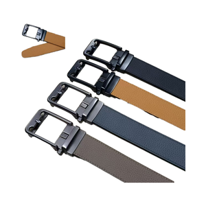 FESHO WEAR, cinturón de cuero genuino de lujo para hombre, diseñador de piel de vaca, cuero dividido, hebilla de aleación automática ajustable, 3,4 cm de ancho - Product Image 4