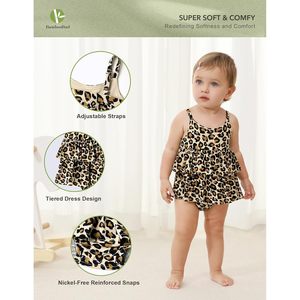Body de Tirantes para Bebé Niña BambooBud, Estampado de Leopardo, con Volantes, sin Mangas, Traje de Verano de una Pieza para Bebés y Niñas Pequeñas - Product Image 2