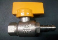 1/2" Male BSPP Thread Brass Gas Shut Off Manual Operated Ball Valve with Hose Nozzle Yellow T Handle for Kitchen Gas System