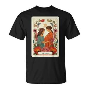 T-shirt Boho Floral Tarot Card Doula pour les professionnels de la naissance, les accouchières et les infirmières d'accouchement et de maternité - Product Image 1