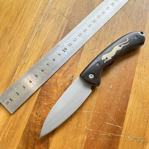 No. Cuchillo de bolsillo para camping de hoja fija de acero triplex 5 Triplex Steel Leopard de alta calidad con mango de madera DIY, personalizable OEM 1 - Product Image 5