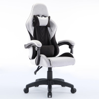 Silla de Computadora Ergonómica con Altura Ajustable y Logotipo Personalizado, Silla de PC para Juegos en Tela Negra y Gris con Reposabrazos Reclinables