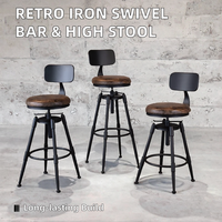 Chaise de bar américaine rétro en bois massif, moderne, pivotante, pour la cuisine, l'extérieur, l'hôtel, l'école et les loisirs.