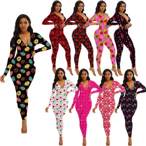 New design womens jumpsuits winter playsuits Valentine's Day long sleeve jumpsuit bodysuits for women sexy