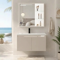 WJL Offre Spéciale Ensemble Vasque et Meuble Mural Étanche 60cm Finition Chrome Moderne avec Miroir LED Intégré