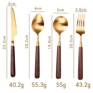 Dinnerware Knife <b>Fork</b> <b>Spoon</b> 304 Stainless Steel Knife <b>Fork</b> <b>Spoon</b> Flatware Wooden Handle Cutlery <b>Set</b> - Product Image 3