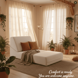 Cozy Teddy Fleece Compressed Single Sofa Bed, Modern Folding Arm Chair with Sturdy Foam <b>Cushion</b> Space-Saving Compressible Lounge - Product Image 6