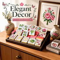 Jeu de tuiles de mahjong américain rose floral pour jardinage, 160 pièces en acrylique, gravées de papillons roses, avec tapis offert