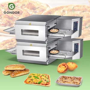 Four à <span class=keywords><strong>pizza</strong></span> commercial à bande transporteuse en acier, à gaz haute température, à double étage - Product Image 1