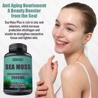 Capsules de mousse de mer OEM, mousse de mer irlandaise pour nettoyer les intestins avec racine de bardane, algues de varech pour le soutien immunitaire et de la thyroïde, anti-âge et détox