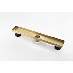 Desagüe de ducha lineal DB de 12 pulgadas con patrón Quadrato extraíble de acero inoxidable 304 incluye colador de pelo para uso en el baño - Product Image 6