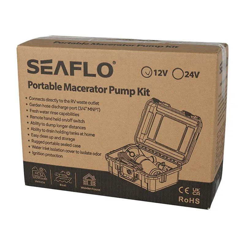 SEAFLO 12V 12GMP RV taşınabilir Macerator pompa ile uzaktan el düzenlenen on/off anahtarı atık işleme kanalizasyon pompası