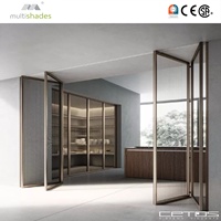 Porte pliante en aluminium à rupture de pont thermique, double vitrage, verre trempé, cadre fin, gain de place, certifiée NFRC Energy Star, pour buanderie