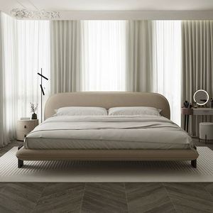 Modern, Simple and Light Luxury Bed Italian Minimalist Cream Frosted Fabric <b>Double</b> Bed Bedroom - Product Image 2