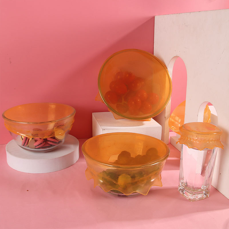 Orange Flower-Shaped Food Storage Lid Set (5 Pieces)