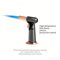 Torche au butane certifiée CE avec verrouillage de sécurité - Torche de cuisine rechargeable haute capacité de qualité professionnelle, briquet à flamme puissante