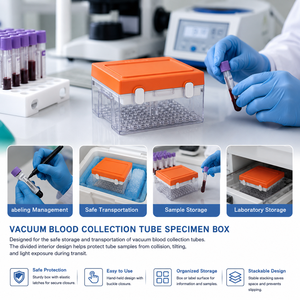 Degao 100 Wells Vacuum Blood Collection Tube Specimen <b>Box</b> Sealed Shockproof <b>Storage</b> Case for Hospital Laboratory Transport - Product Image 2