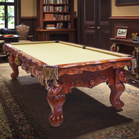 Table de billard et de snooker en ardoise sculptée en bois massif avec tête de lion antique, 8 pieds, 9 pieds