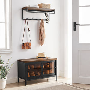 <span class=keywords><strong>VASAGLE</strong></span> Meuble d'entrée en bois brun pour chaussures <span class=keywords><strong>Banc</strong></span> de chambre à coucher avec 2 portes en verre - Product Image 6