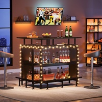 Table de bar en forme de L moderne Tribesigns, table de bar à liqueur noire avec étagères