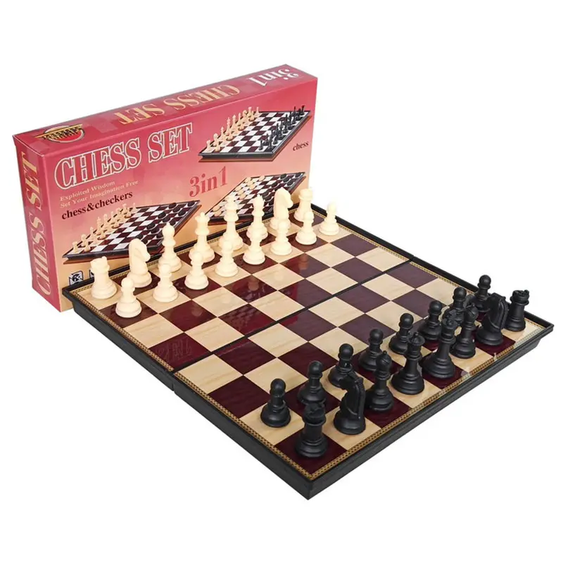 Di alta qualità portatile scacchi gioco da tavolo set con magnetico in plastica di lusso scacchiera 3 in 1 set di scacchi