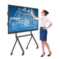 Écran plat interactif LCD 4K à double système tactile 40 points, tableau blanc intelligent 55-110 pouces, Android 14.0, caméra 48MP, 120Hz, 32 Go
