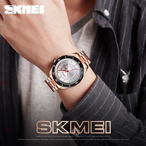 Skmei Men's Quartz Watch Stainless Steel Band Tachymeter Water Resistant 5 Atm Analog Display Calendar Day Date - Product Image 3