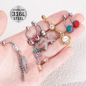 <span class=keywords><strong>Piercing</strong></span> all'<span class=keywords><strong>ombelico</strong></span> Sexy <span class=keywords><strong>in</strong></span> acciaio inossidabile oro <span class=keywords><strong>argento</strong></span> anelli <span class=keywords><strong>Piercing</strong></span> all'<span class=keywords><strong>ombelico</strong></span> ciondola Cz zircone anello <span class=keywords><strong>ombelico</strong></span> - Product Image 6