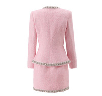 Nouvelle Collection 2026 : Ensemble Deux Pièces Femme – Veste en Tweed à Paillettes et Perles avec Mini-Robe Décontractée à Manches Longues – Tenue OOTD