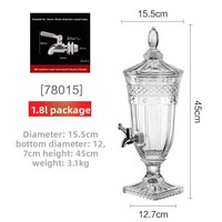 Distributeur de boissons en verre cristallin gaufré épaissi de 1,2 gallon avec robinet, pichet à eau froide, carafe à jus grande capacité pour boissons, cola, bière