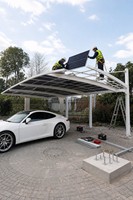 Abri solaire en aluminium courbé pour panneaux solaires, station de recharge pour véhicules électriques, taille personnalisée, OEM