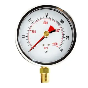 Manómetros de puntero de arrastre industrial lleno de líquido de glicerina de 100mm con indicador de presión máxima de mano perezosa