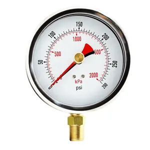 100mm Glycerine Liquid-Filled Industrial Drag Pointer Pressure Gauges With Lazy Hand Peak Pressure Indicator