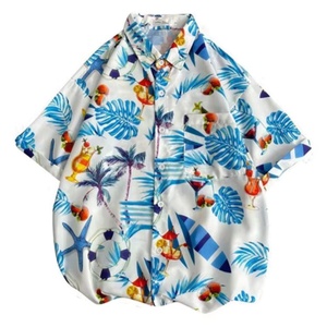 Chemise boutonnée à imprimé artistique pour <span class=keywords><strong>homme</strong></span>, style bohème, décontractée, streetwear d'été - Product Image 2