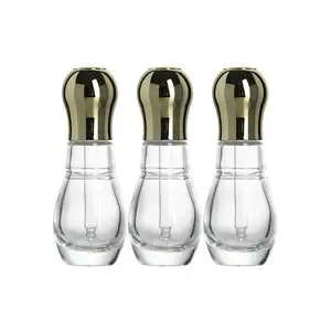 Vanjoin New Style Bowling Ball Cap 30ml Transparent Glass Skin Care Solutions Gold Silver Dropper Glass Oil Bottles 1oz