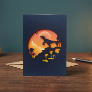Carte de vœux 3D pop-up dinosaure Rapace, design personnalisé, vente en gros, cadeau artisanal Hanoï, décoration intérieure en papier, couleur et logo personnalisables - Product Image 6
