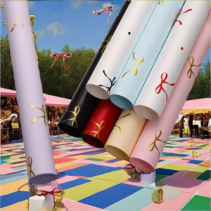 Custom Disposable Gold Bow <b>Pattern</b> Metallized <b>Paper</b> Roll Double-Sided PE Coated 100GSM for Gift Packaging - Product Image 2