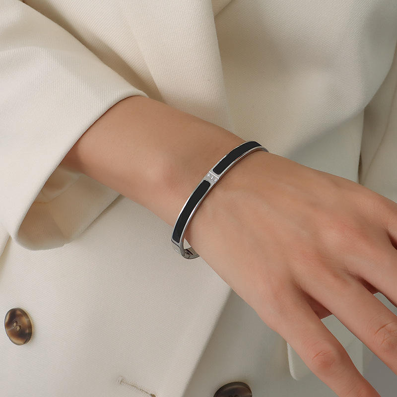 Enamel Bracelet Bangle Bracelets Geometric Gold Plated Bangle