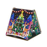 Kit de puzzle 3D en bois personnalisé pour peinture diamant, thème cabane de Noël en forme de maisonnette de pain d'épices, pour artisanat et décoration, vente en gros